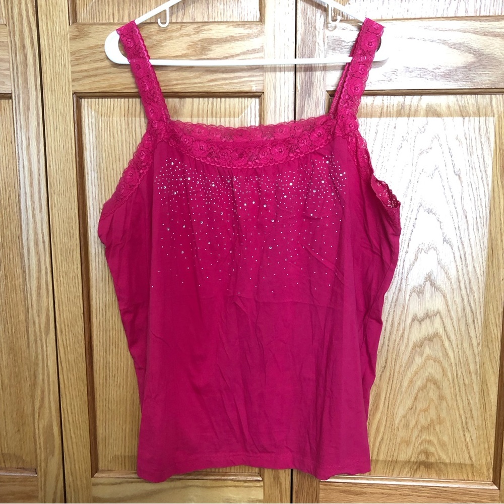 Lane Bryant Pink Sparkle Lace Tank Top Sz 22/24